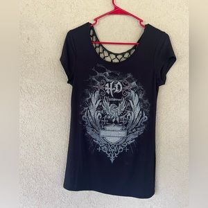Harley Davidson Embellished Black Tank Top Womens Small but fits like a medium.